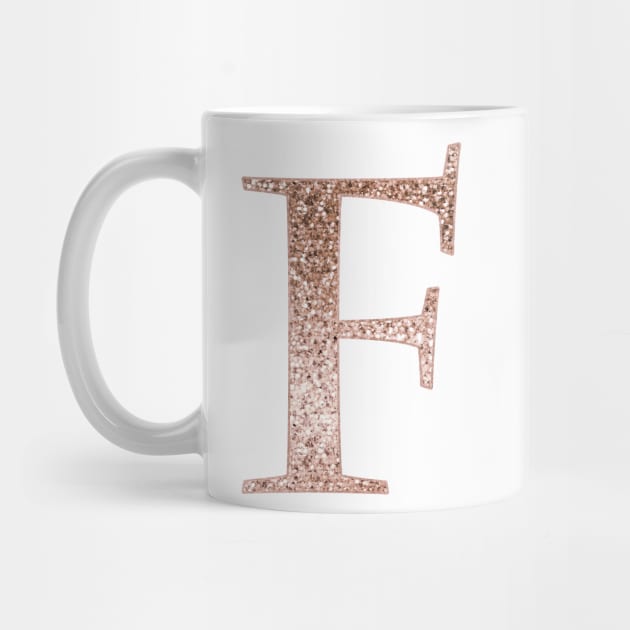 F rose gold glitter monogram letter by RoseAesthetic